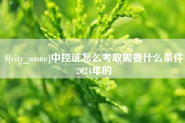 禹城中控证怎么考取需要什么条件2024年的